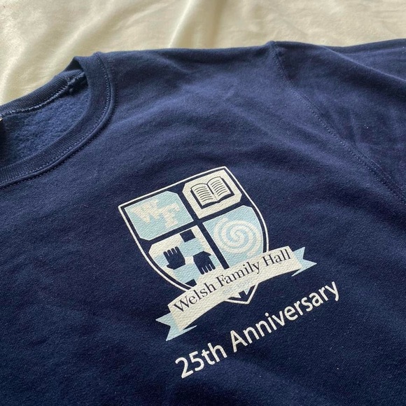 navy blue and white Notre Dame Welsh Family Hall crewneck - Picture 7 of 8